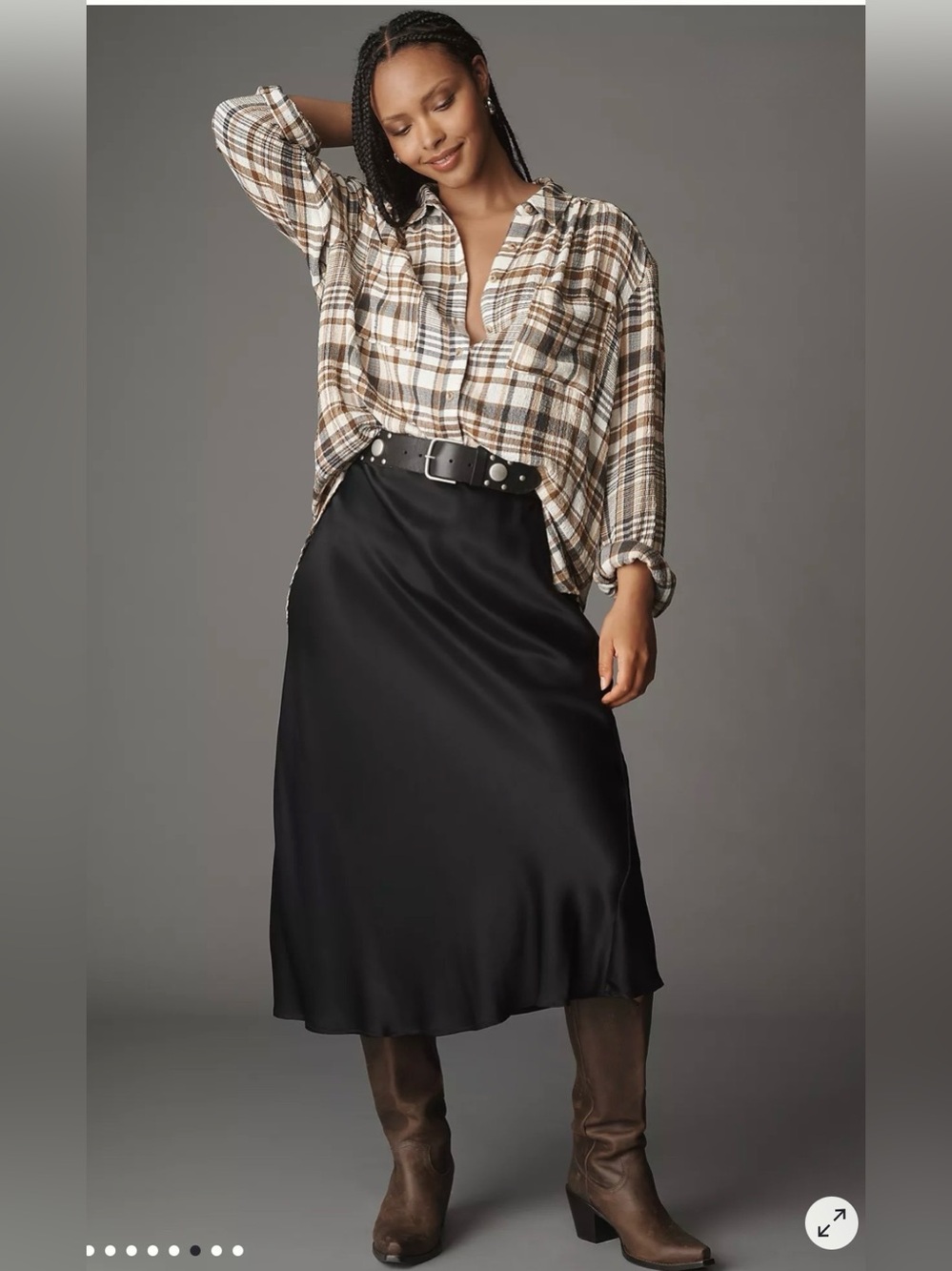 Pilcro The Hadley Relaxed Buttondown Plaid Shirt Size L